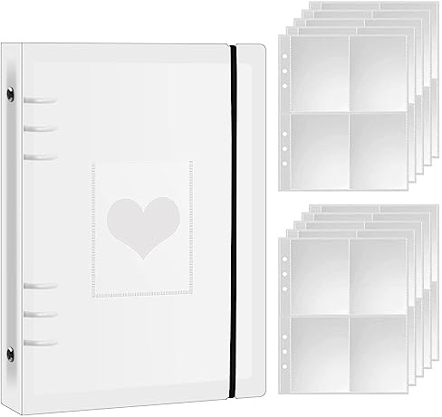 Hoxfly A5 Fotokartenalbum, 3 Zoll Kpop Fotoalbumhalter, Photocard Binder, 10 Stück Fotohüllen, 6 Ringbuch, Plastik Binder, Wasserdichte Sammelmappe
