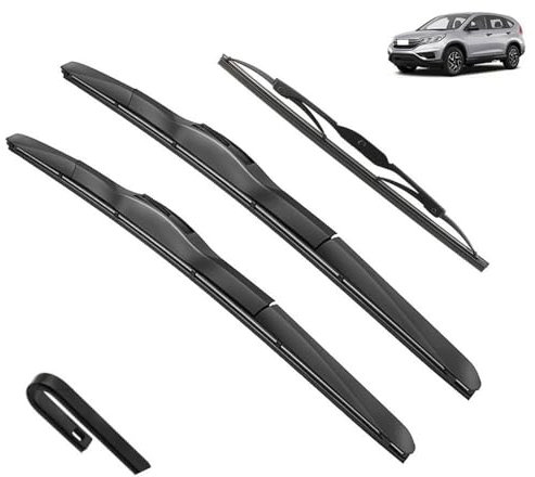 Escobillas limpiaparabrisas compatible con Honda CR-V CR V CRV 4th Gen RM Silicone 2012-2016 Parabrisas delantero trasero Accesorios for ventanas Recambio (Color : Front Rear, Size : LHD)