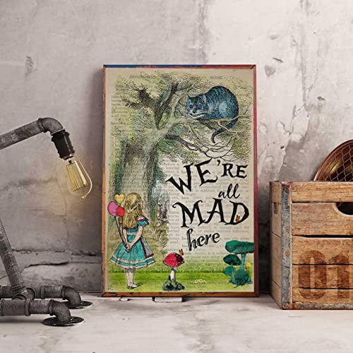 Metallschild im Vintage-Stil, lustiges Dekor, Aufschrift We Are All Mad Here For Home Coffee Garden, 20,3 x 30,5 cm