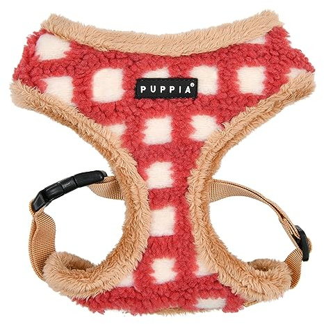 Puppia Stefan Hundegeschirr Over-The-Head Warm Winter Tumbling Waffelmuster Verstellbare Brust für kleine und mittelgroße Hunde, Koralle, Größe M