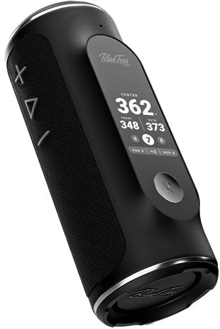 Blue Tees Golf Player+ Altoparlante GPS con display touch screen, 10+ ore di batteria, oltre 40.000 corsi, distanza visiva + acustica, distanza di pericolo, impermeabilità IPX7 (nero)
