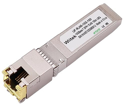 Wiitek 100 mètres, module SFP+ 10 Go vers RJ45, émetteur-récepteur Ethernet en cuivre 2,5 G/5G/10 GBase-T pour Ubiquiti UF-RJ45-10G, port SFP+ 10 Go, faible consommation d'énergie