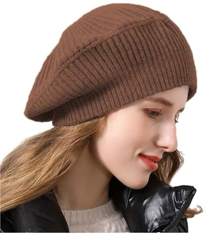 Ailaile Kaschmir Baskenmützen Hüte Frauen Winter Warme Merinowolle Gestrickte Übergroße Beige Beanie, Koffer, Einheitsgröße