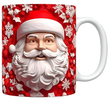 Jiyun Tasse en Céramique de Noël 350ml - Mug à Café avec Motif Père Noël et Bonhomme de Neige