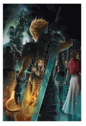 yiili Gaming-Poster Final Fantasy VII Remake Poster, Leinwandposter, Wandkunst, Dekordruck, Bild Gemälde für Wohnzimmer, Schlafzimmer, Dekoration, ungerahmt, 30 x 45 cm