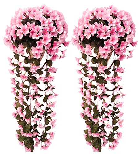 NIBESSER 2PCS Artificial Wisteria Vine Artificial Hanging Flowers Fake Plants for Garden Wall Fence Balcony Wedding Outdoor Inside Home Door Decoration