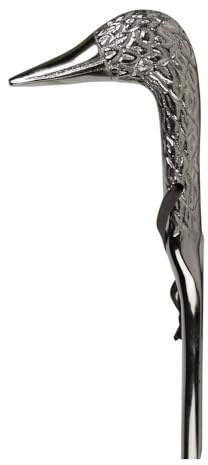 Mars & More Schuhlöffel Ente Aluminium H55x10x4cm m.Lederriemen Stiefellöffel Schuhanzieher Silber Alu