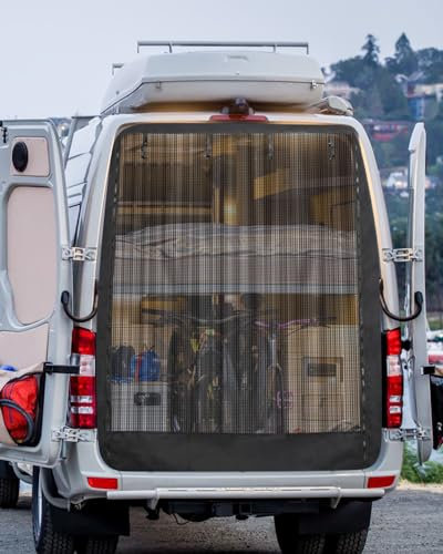 SUPAREE 6'x 5' Moskitonetz Auto Heckklappe Insektenschutz Auto Heckklappe Moskitonetz Wohnmobil Heck Universal mit Klettverschluss und Zweiseitiger Reißverschluss für Van Camping (Schwarzes Netz)