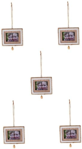 ABOOFAN 5st Fotorahmen-anhänger Aus Holz Dekorative Bilderrahmen Mini-ornament Schmuckständer Bilderrahmen Zum Aufhängen An Der Wand Hängender Bilderrahmen Vintage-rahmen Schmücken Hölzern