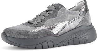 Gabor Damen Low-Top Sneaker, Frauen Halbschuhe,Best Fitting,Keilabsatz,Wedge Heel,straßenschuhe,Strassenschuhe,Graphit/Fucile,40.5 EU / 7 UK