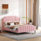 Skcess Polsterbett 140 X 200 cm Bettrahmen Mit Kopfteil, Fußteil Und Lattenrost Rosa Samt Gepolstertes Doppelbett Jugendbett Gästebett