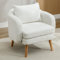 Olurrsia Moderner Sessel aus Teddy-Samt mit Extra Dickem Kissen - Einzelner Sofa-Sessel, Gepolsterter Ohrensessel und Lesesessel, Freizeit-Stuhl mit Massivholzbeinen-Weiß