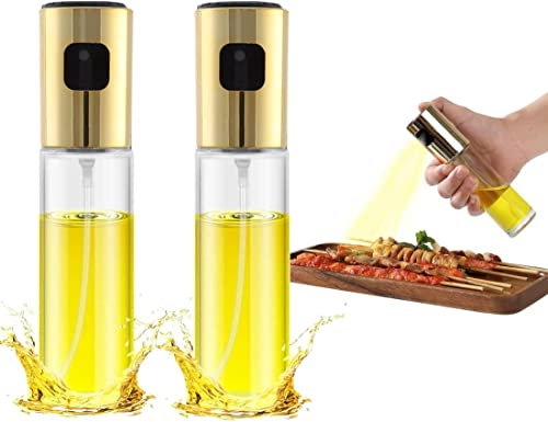 CHOPNEST Premium Oil Sprayer, 100ml Glass Spray Bottle, Leakproof, for Kitchen Baking, Grilling, BBQ, Air Frying- Available in Three Colors (Gold)
