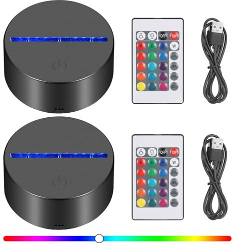 Apritsce LED Sockel, 2 Stück 3D Leuchtsockel mit Fernbedienung, Einstellbarer 16 Farben LED Sockel für Acrylglas, Lichtsockel für Schlafzimmer Bar
