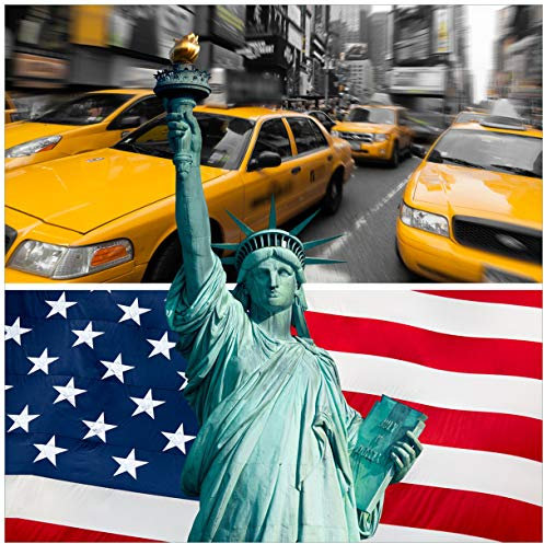 Wallario Glasbild New York Collage - 55 x 55 cm Wandbilder Glas in Premium-Qualität: Brillante Farben, freischwebende Optik