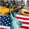 Wallario Glasbild New York Collage - 55 x 55 cm Wandbilder Glas in Premium-Qualität: Brillante Farben, freischwebende Optik