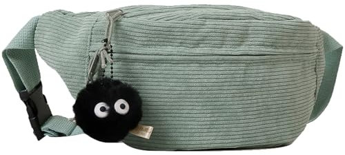 TYXHXTF Bauchtasche Damen Cord, Fanny Pack für Jungen Teenager Sportlich, Brusttasche Bum Bags für Outdoor Sport Reise Laufen Schule, Umhängetasche mit Verstellbarem Gurt (Grün)
