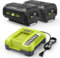 Compatible con batería Ryobi de 40 V, 6.0 Ah, 2 unidades, OP4060, OP401, combo de cargador de alta capacidad, fuerte potencia para Ryobi 40 V batería y cargador, cortacésped, sopladores de hojas para