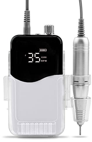 Rechargeable Nail Drill Machine - Professional 35000RPM Cordless Portable Electric File for Acrylic, Gel, Manicure Pedicure - Home and Salon Use