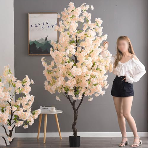 Generisch Künstliche Bäume, künstliche Kirschbäume, große Pflanzenbäume, geeignet für Zuhause, Outdoor, Party, Einkaufszentrum-Dekoration,Champagne,H 150cm(5ft)