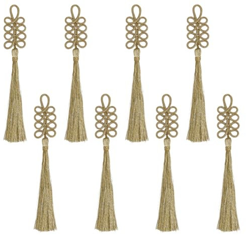 SUPERFINDINGS 8 Stück Mini Handwerk Quasten Chinesische Verschlussknöpfe Quasten Dekoration Nylon Knoten Quasten Anhänger Dekoration Winzige Gold Quasten Für Cheongsam Umhang Cardigan Kostüme