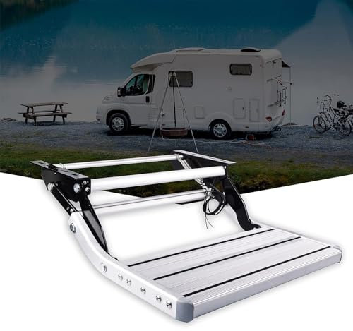 Marchepied Pliant en Alliage d'aluminium RV Step électrique avec lumière LED, échelle, pédale de Caravane télescopique antidérapante, pour Camping-Car