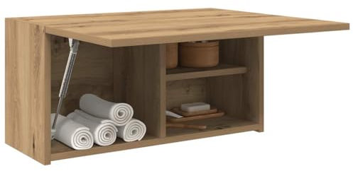 Gecheer Armoire Murale de Bain chêne Artisanal Bois d'ingénierie, Meuble de Rangement Suspendu Salle de Bain avec Porte et Étagère, Armoire Murale de Toilette Type-B