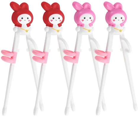Palillos de Entrenamiento para Niños, Xiuyer 4 Pares de Palillos de Entrenamiento para Principiantes para Niños Bebé Principiante Adulto, Palillos de Entrenamiento para Niños(Conejo)