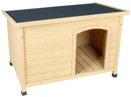 VOSS.PET Hundehütte Mattes, geräumiges Hundehaus aus lasiertem Fichtenholz, in der Farbe naturbraun, Hundehöhle, XXL