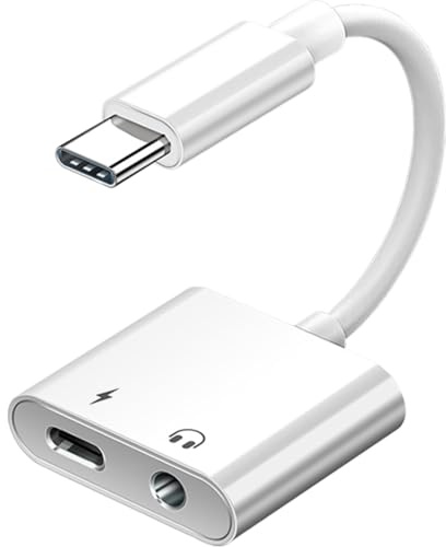 Leloco 2-in-1 USB C auf Klinke Adapter mit PD 60W Schnellladung, USB C auf Type C und 3.5mm Kopfhörer Audio-Adapter Splitter, für iPhone 16/16 Pro Max, Galaxy S22 S21 S20, Huawei usw