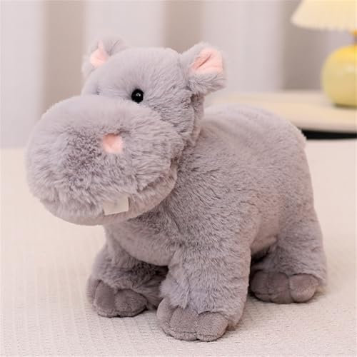 AQCQDQ Plüschtier Nilpferd Puppe Stofftier Kissen Kuscheltier Nashorn,zum Spielen und Kuscheln, Weiches Schmusetier für Mädchen, Jungen, Babys (25 cm,Grau)