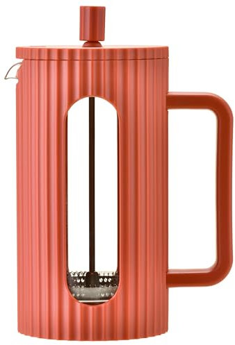 Café Olé Ciao Cafetière 3 tasses, passoire en acier inoxydable, cafetière à piston, rouge