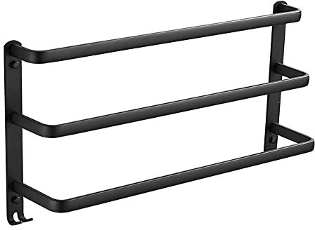 YYLIVING Porte-Serviettes Mural en Aluminium Noir Mat, Porte-Serviettes, Accessoires de Salle de Bain pour Salle de Bain, 30 cm Triple 30 cm Triple