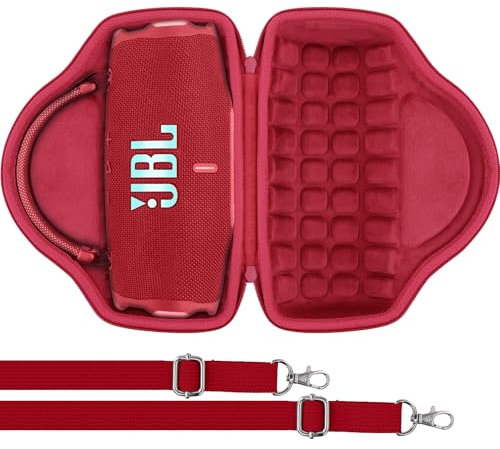 Aenllosi für JBL Charge 6 Bluetooth-Lautsprecher Hartschalen-Tragetasche mit Schulterriemen, Rot, nur Tasche