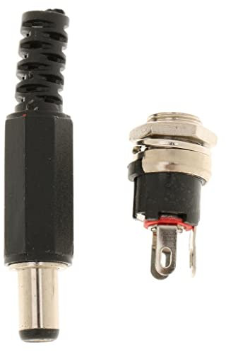 2,1 mm x 5,5 mm mâle + femelle en métal - Paire de prises jack - Connecteur CC