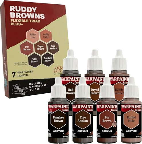 The Army Painter, Warpaints Flexible Triad PLUS+ Ruddy Browns, 7x18ml Farbe | Rötlich-braun Hochwertiges Acryl-Miniatur-Hobby-Modellfarben-Set für D&D- und Warhammer 40K-Figuren