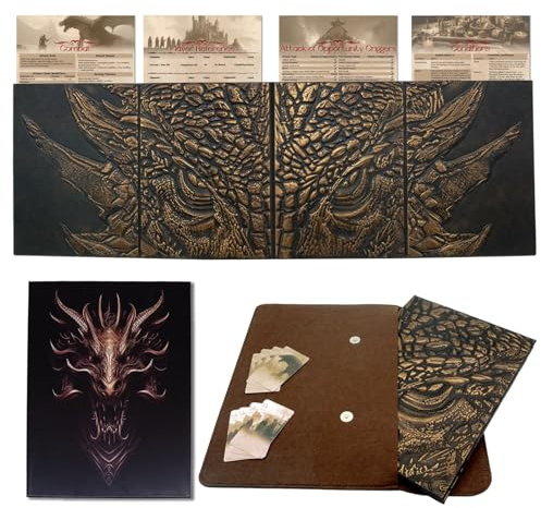 DND DM Screen 5e, Dungeon Master Screen für Dungeons & Dragons Geschenke, 4 geprägte Paneele, Gesamtbreite 94 cm