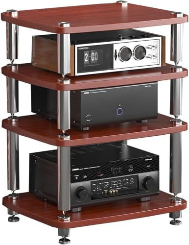 4-Tier HiFi Rack Adjustable Printer & TV Shelf Phono Cabinet CD/DVD Amplifier & Speaker Rack Audio Tower for Home Office & Cinema (Style 4)