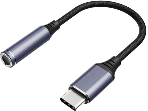 TiMOVO Adaptador de Audio USB C a 3.5mm, Cable Adaptador Dongle Tipo C a Conector Auxiliar para Auriculares para iPhone 16/15, iPad, Tablet, Galaxy S24/S23 Ultra, Negro + Gris