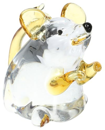 DIYEAH Crystal Mouse Ornament 2.68 Inch Cute Animal Figurine Decoration for Home Desk Shelf Living Room Bedroom Office Gift