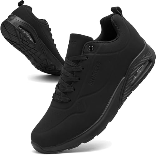 situkeke Mens Road Running Shoes Fashion Trainers Cushion Lightweight Casual Sneakers Comfortable Walking Shoes Gym Sport Tennis Indoor Outdoor Flat,AllBlack,EU45