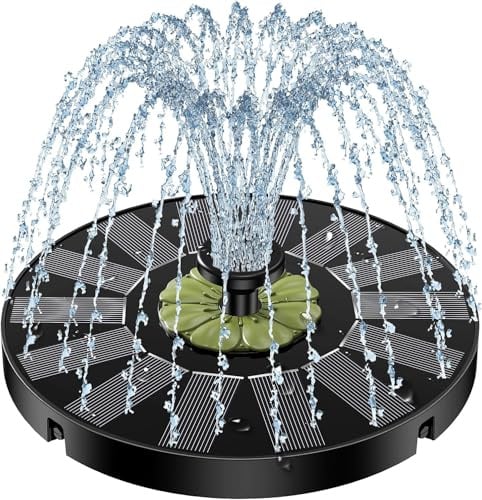 Yzert Fontaine Solaire Extérieur Vert-Olive, Solaire Flottant Fontaine Mini Jardin Pompe Fontaine Solaire Flottante avec 7 Buses & 4 Tiges Fixes pour Bain d'oiseaux, Jardin Fontain