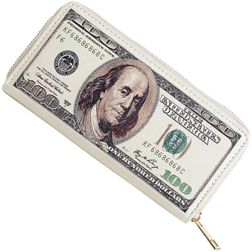 HiyyFloy Lustiges Geld-Geldbeutel Aus Leder Us-Dollar-scheinen, Handy- Und Kreditkartenfach, Viele Fächer, Reißverschlusstasche Für Damen Und Herren
