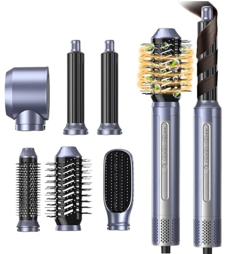 Hairstyler Set, Warmluftbürste Set, 6 in 1 Air styler, Haarstyler mit Lockenstab, 110000 RPM, Negativ Ionen Stylingbürsten, Steuerung von Kalt- und Warmluft, Geräuscharm