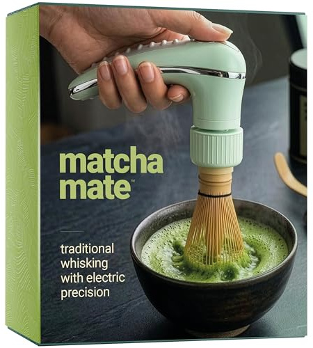 Matcha Mate Electric Powered Bamboo Whisk - Traditional Whisking | Electronic Precision, Rechargeable Portable Tea Frother, Stirrer, Mixer, Making Machine Set Accessories Kit - Matcha Gift Set
