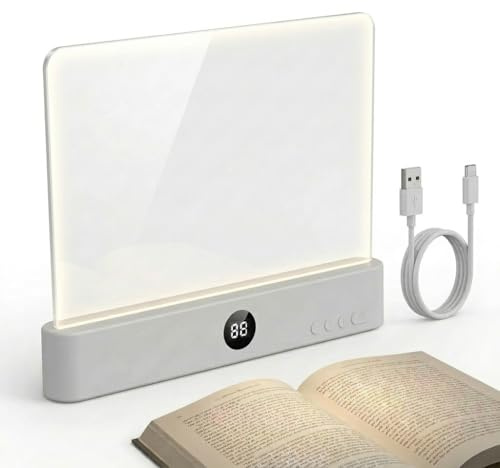 Smart LED Leselampe Buch, USB Wiederaufladbares Booklight mit 3 Lichtfarben | Stufenlose Dimmbarkeit, Timerfunktion, Multifunktionale Nachttischlampe & Nachtlicht, Tragbare Buchlampe für Bett, Reisen