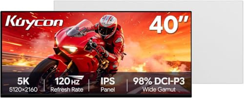 Kuycon P40K 40'' 5K Monitor ultraancho 120Hz, IPS Minimalist sin Soporte | Ultrapanorámico 21:9,IPS, 2000:1,10 bits 1.07 mil millones colores, USB-C 100W carga rápida, altavoces integrados