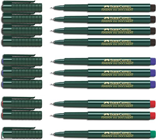 Faber-Castell Faber-Castell Faserstift, Fine-Pen 1511, 0,4 mm, farbig sortiert, 10 Stifte