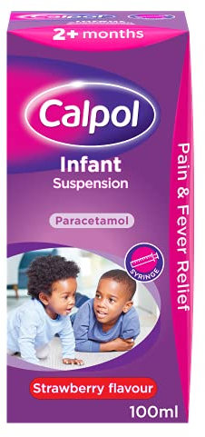 Calpol Infant Suspension, Paracetamol Medication, For 2+ Months, Strawberry Flavour, 100ml