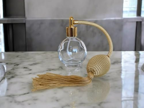 Classic Round Bottle 78ml Tassel Perfume Atomizer, Filling Funnel & Box (Gold)